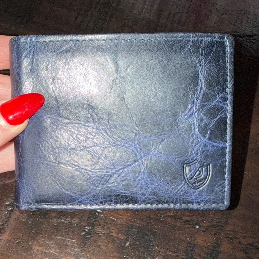 COCHOR Luxury Midnight Blue Leather Wallet